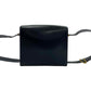 CELINE Shoulder Bag leather Navy logo ring Metal Women Used Authentic