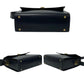 CELINE Shoulder Bag leather Navy logo ring Metal Women Used Authentic