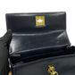 CELINE Shoulder Bag leather Navy logo ring Metal Women Used Authentic