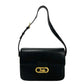 CELINE Shoulder Bag Calfskin, Leather black logo carriage Metal Women Used Authentic