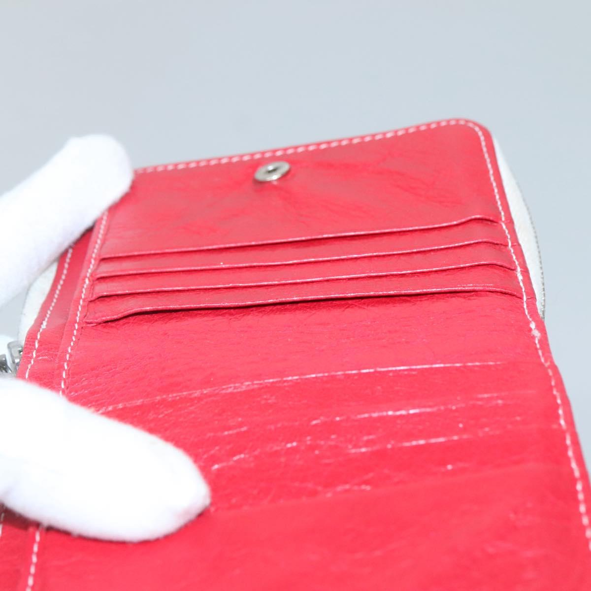BALENCIAGA Bifold Wallet Leather Multicolor Red Silver