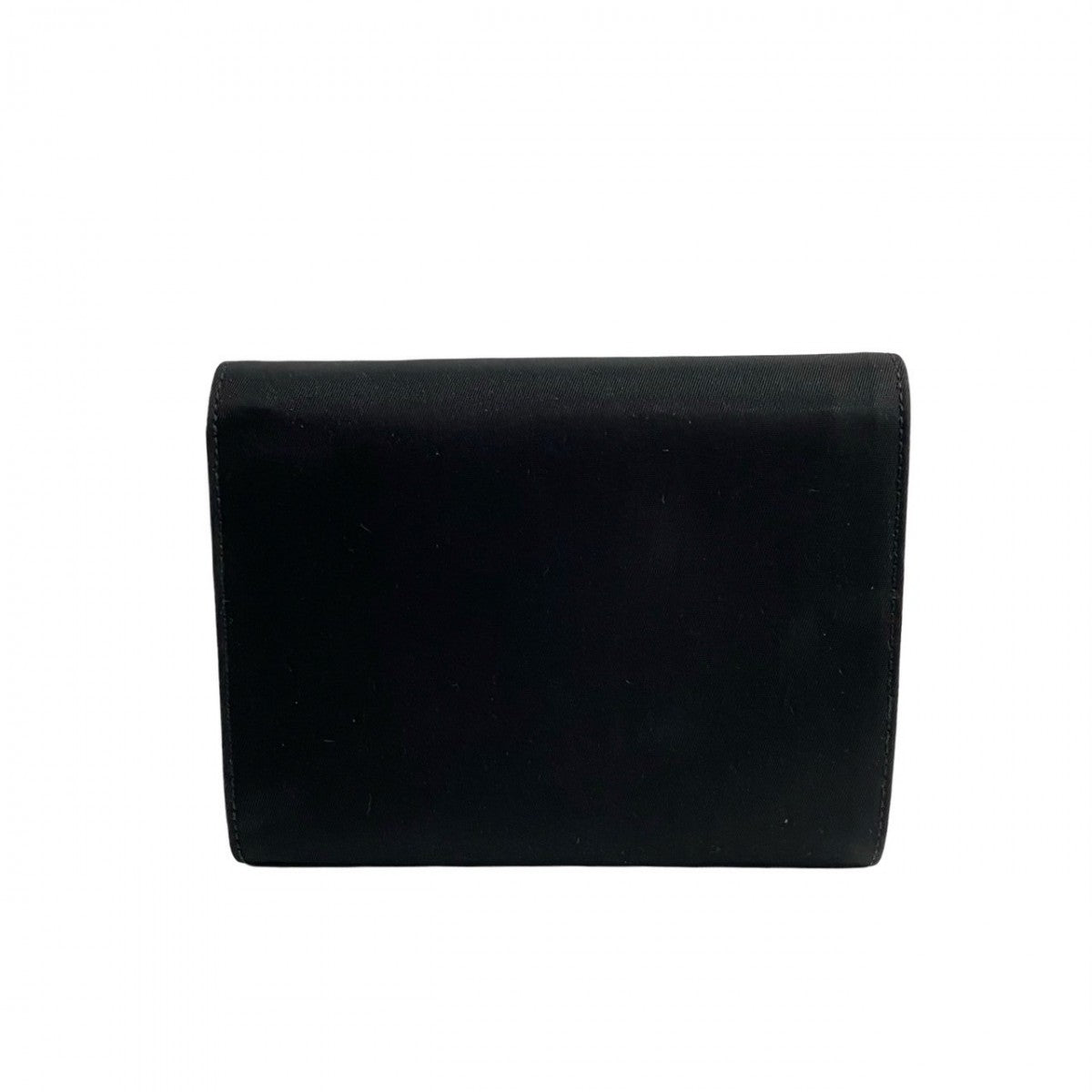 PRADA Bifold Wallet Nylon, Leather black logo Metal Women Used Authentic