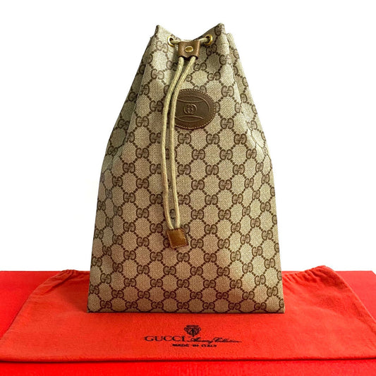 GUCCI Handbag Leather, PVC Brown GG logo Women Used Authentic