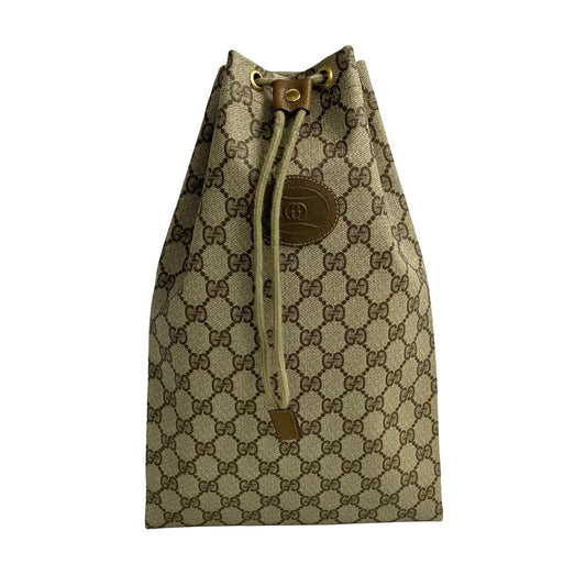 GUCCI Handbag Leather, PVC Brown GG logo Women Used Authentic