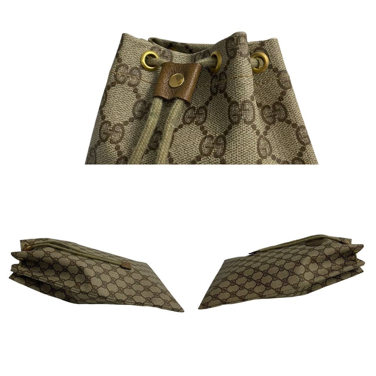 GUCCI Handbag Leather, PVC Brown GG logo Women Used Authentic