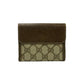 GUCCI Bifold Wallet Leather, PVC Brown GG logo Metal Women Used Authentic