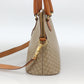 CELINE Two Way Macadam Canvas HandBag Beige Gold