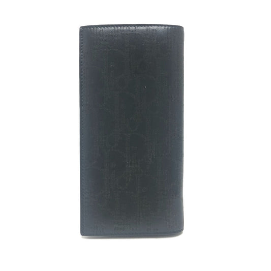 Dior Long Wallet Purse leather black Punching of League