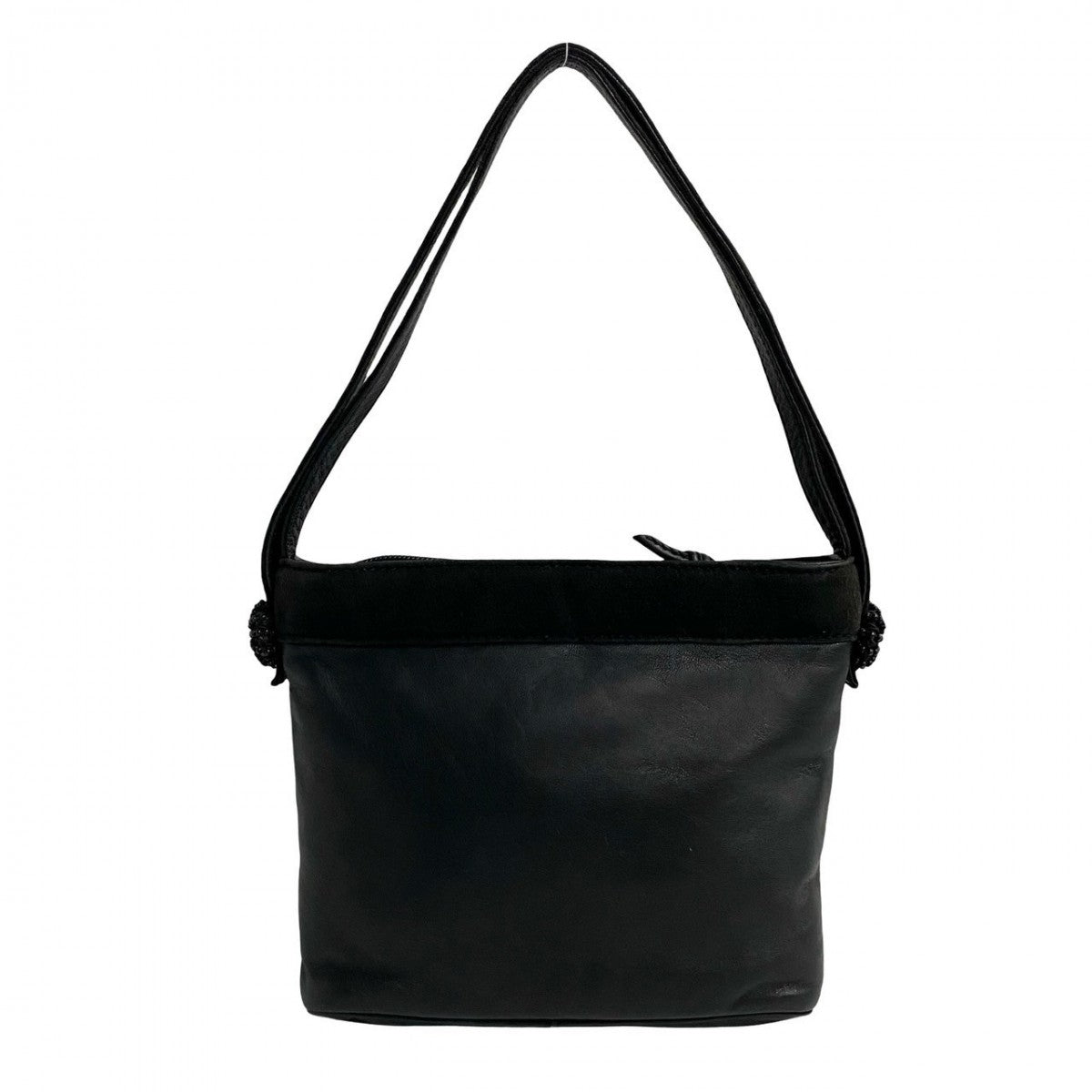 LOEWE Handbag Leather, Nappa Leather, Suede black LOEWE logo engraved tassel bead motif Women Used Authentic