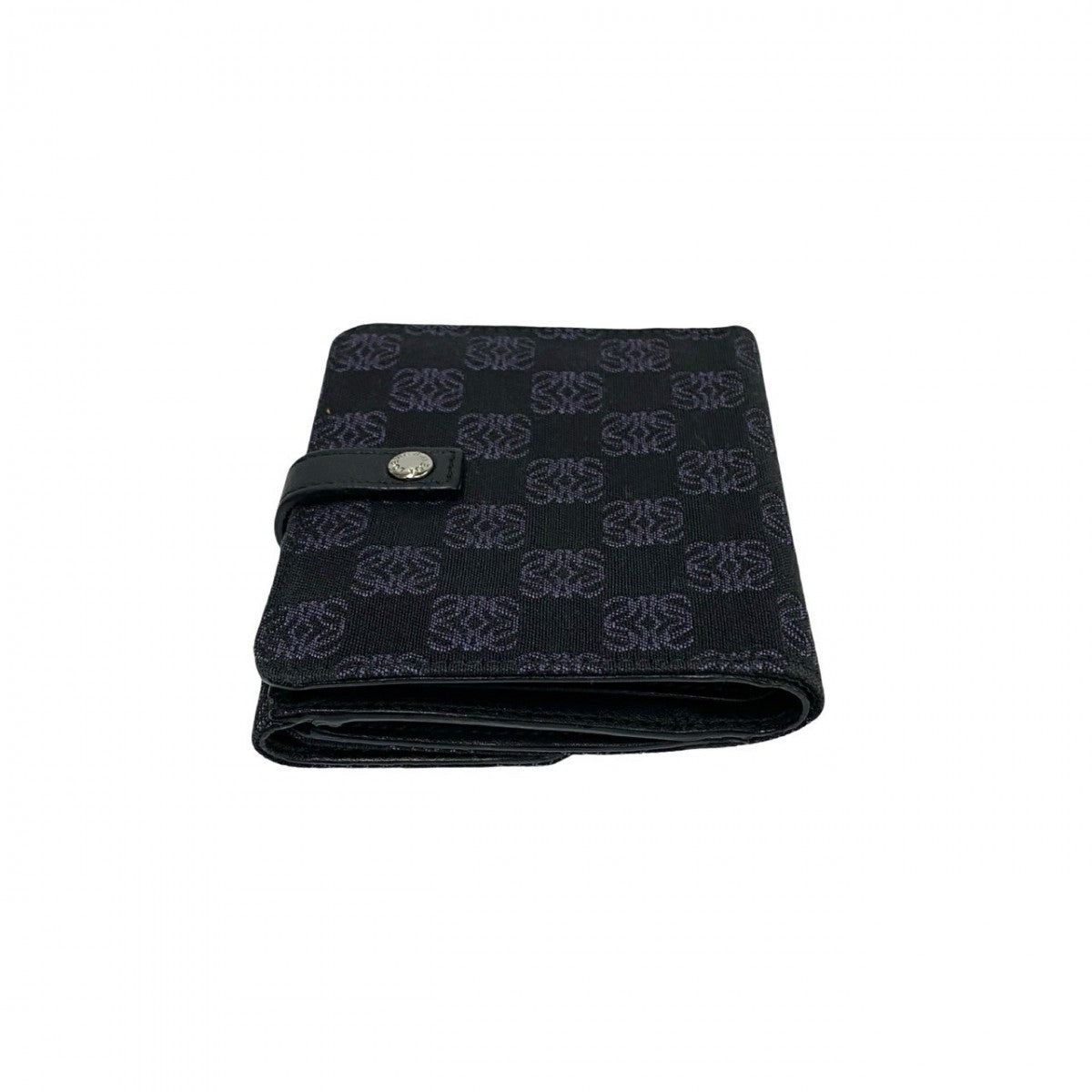 LOEWE Bifold Wallet Canvas, Leather black Anagram logo all-over pattern Women Used Authentic
