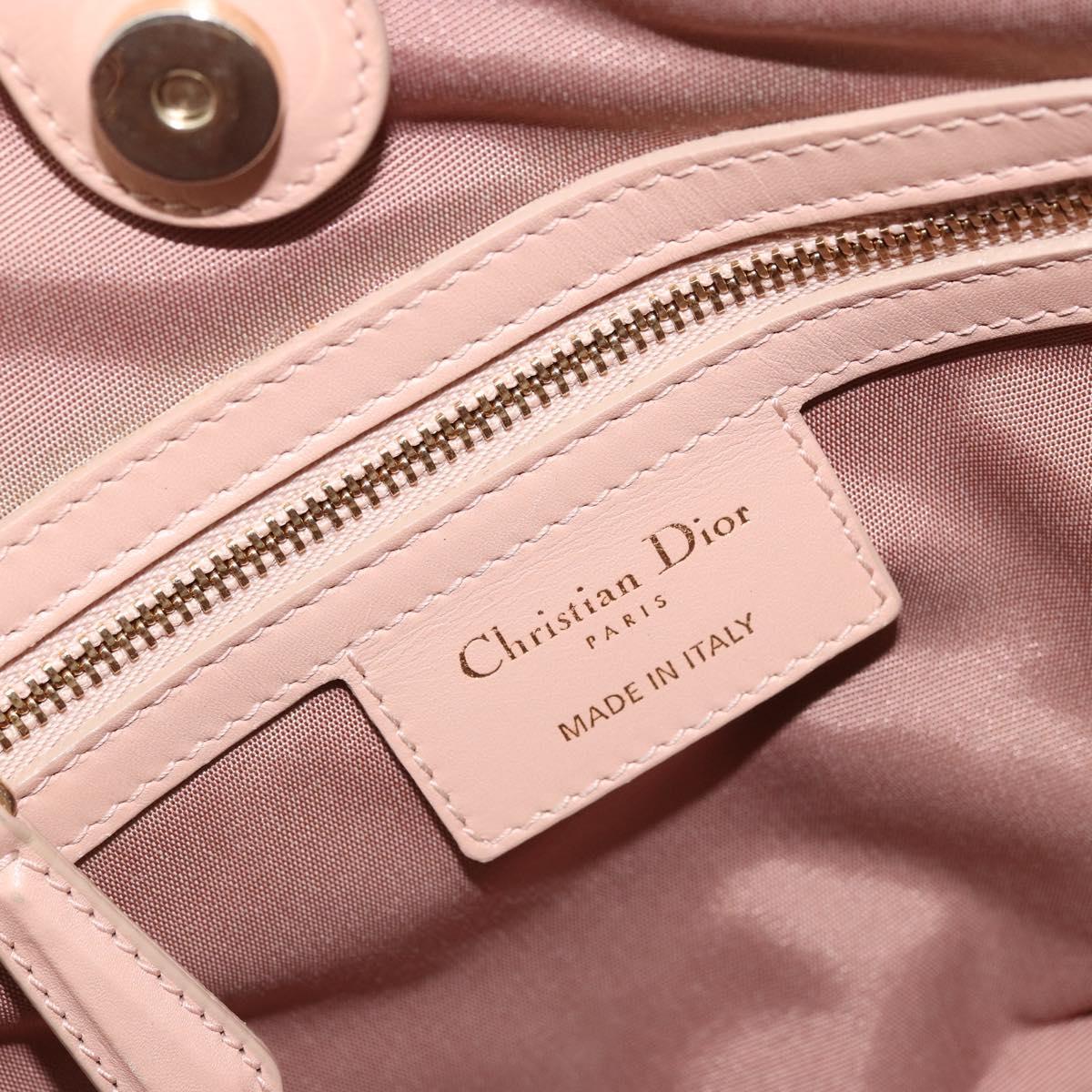 Christian Dior Cannage Panarea Hand Bag Coated Canvas Pink