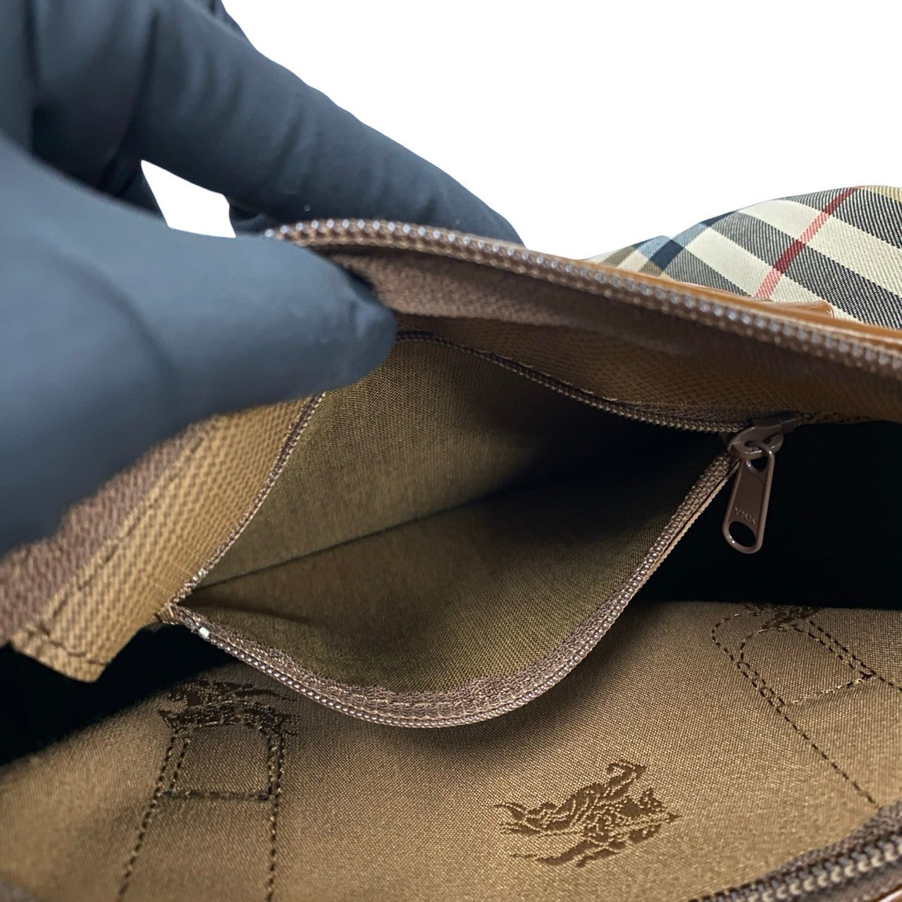 BURBERRY Handbag Leather, Canvas Brown Nova Check Women(Unisex) Used Authentic