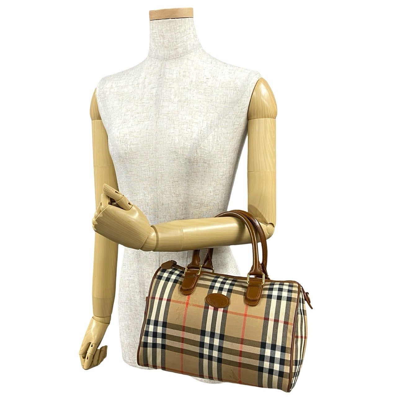 BURBERRY Handbag Leather, Canvas Brown Nova Check Women(Unisex) Used Authentic