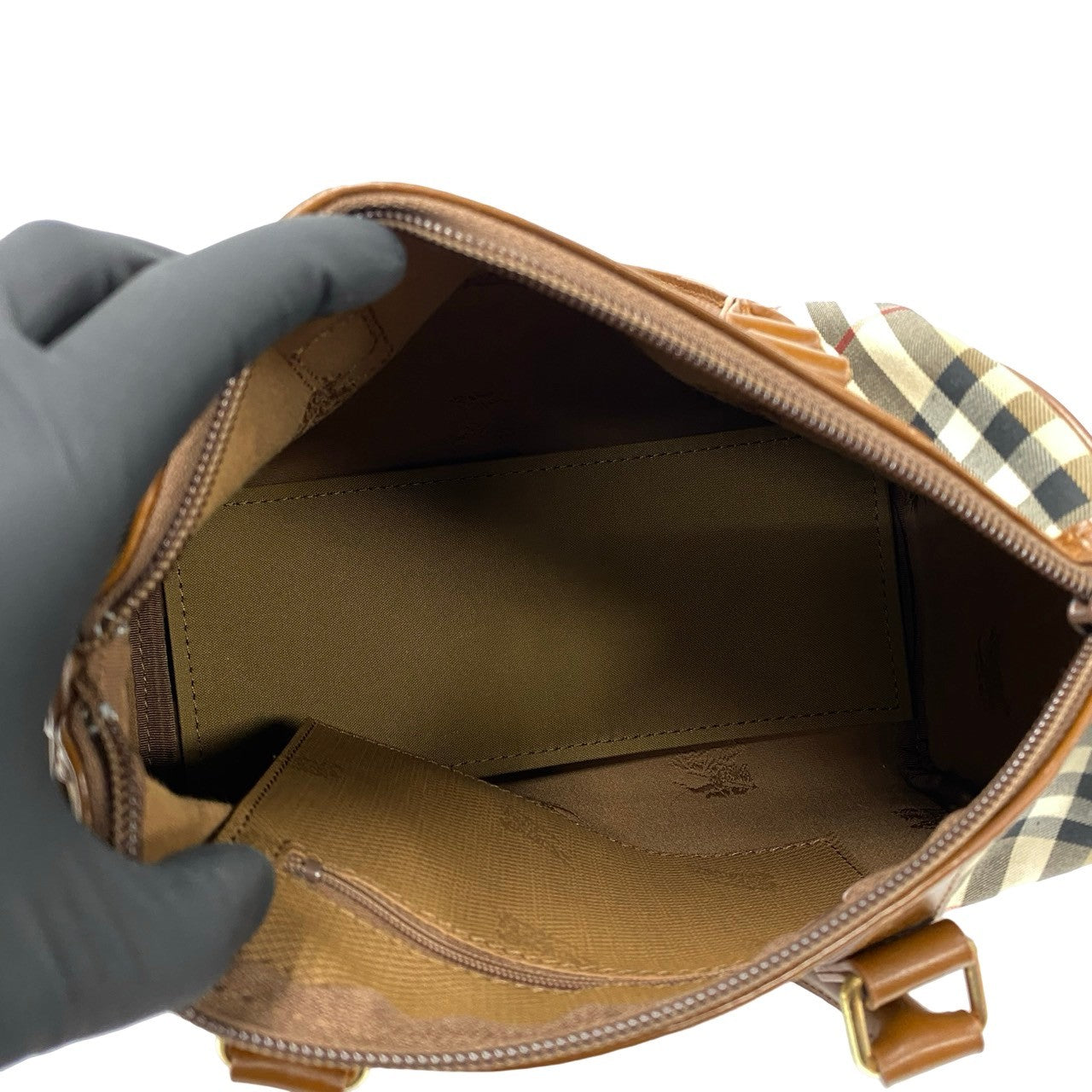 BURBERRY Handbag Leather, Canvas Brown Nova Check Women(Unisex) Used Authentic