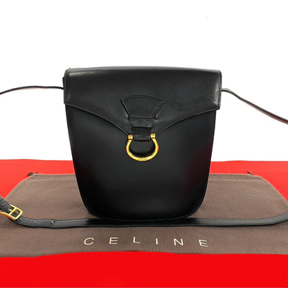 CELINE Shoulder Bag Calfskin, Leather black Gancini logo Metal Women Used Authentic