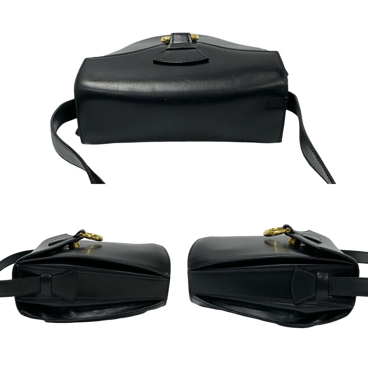 CELINE Shoulder Bag Calfskin, Leather black Gancini logo Metal Women Used Authentic