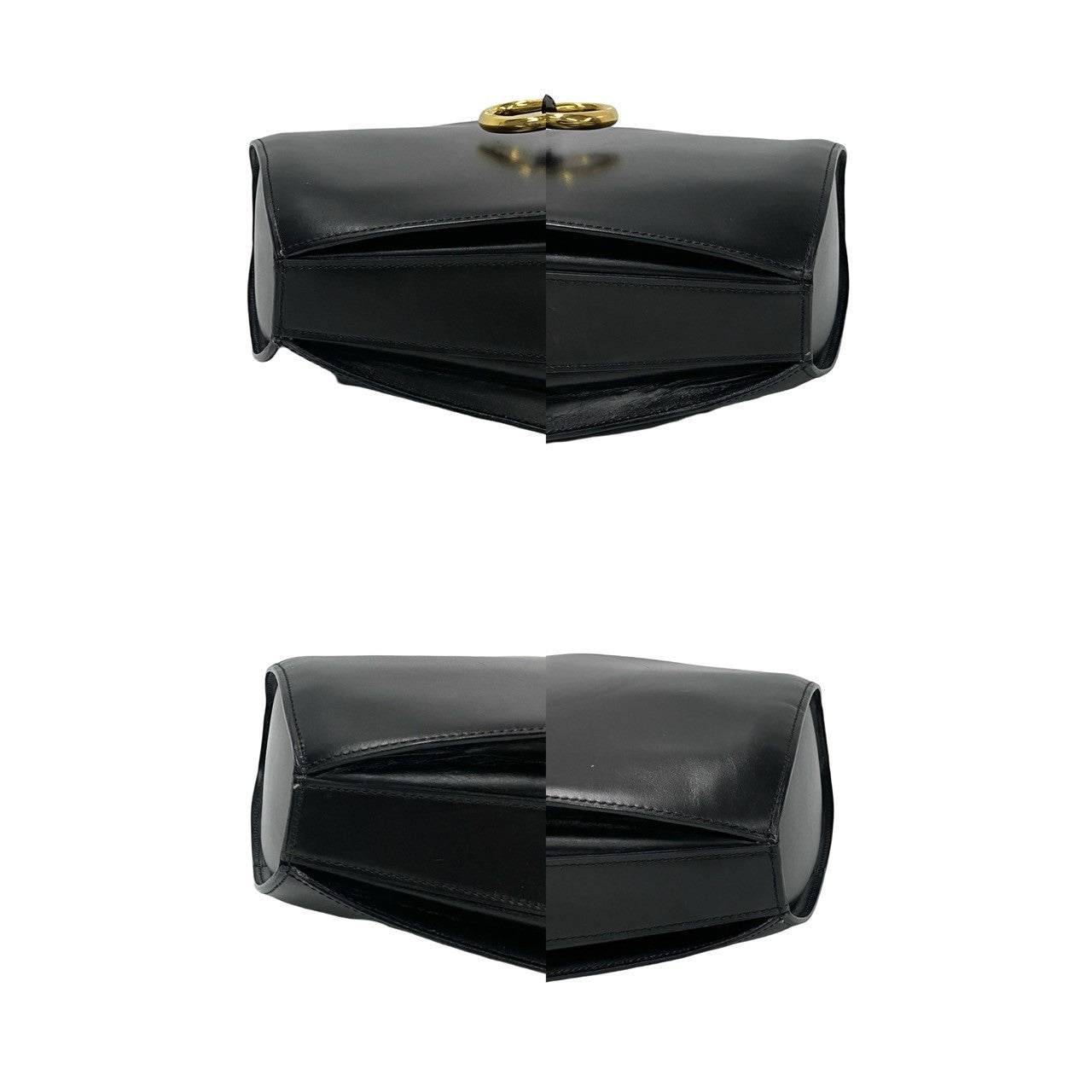 CELINE Shoulder Bag Calfskin, Leather black Gancini logo Metal Women Used Authentic