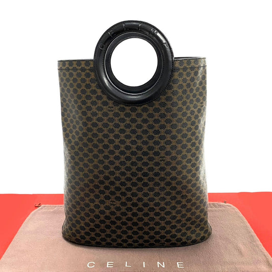 CELINE Handbag Leather, PVC black Macadam Brazon Women Used Authentic