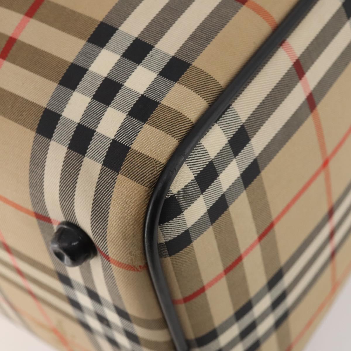 Burberrys Nova Check Boston Bag Canvas Brown Gold