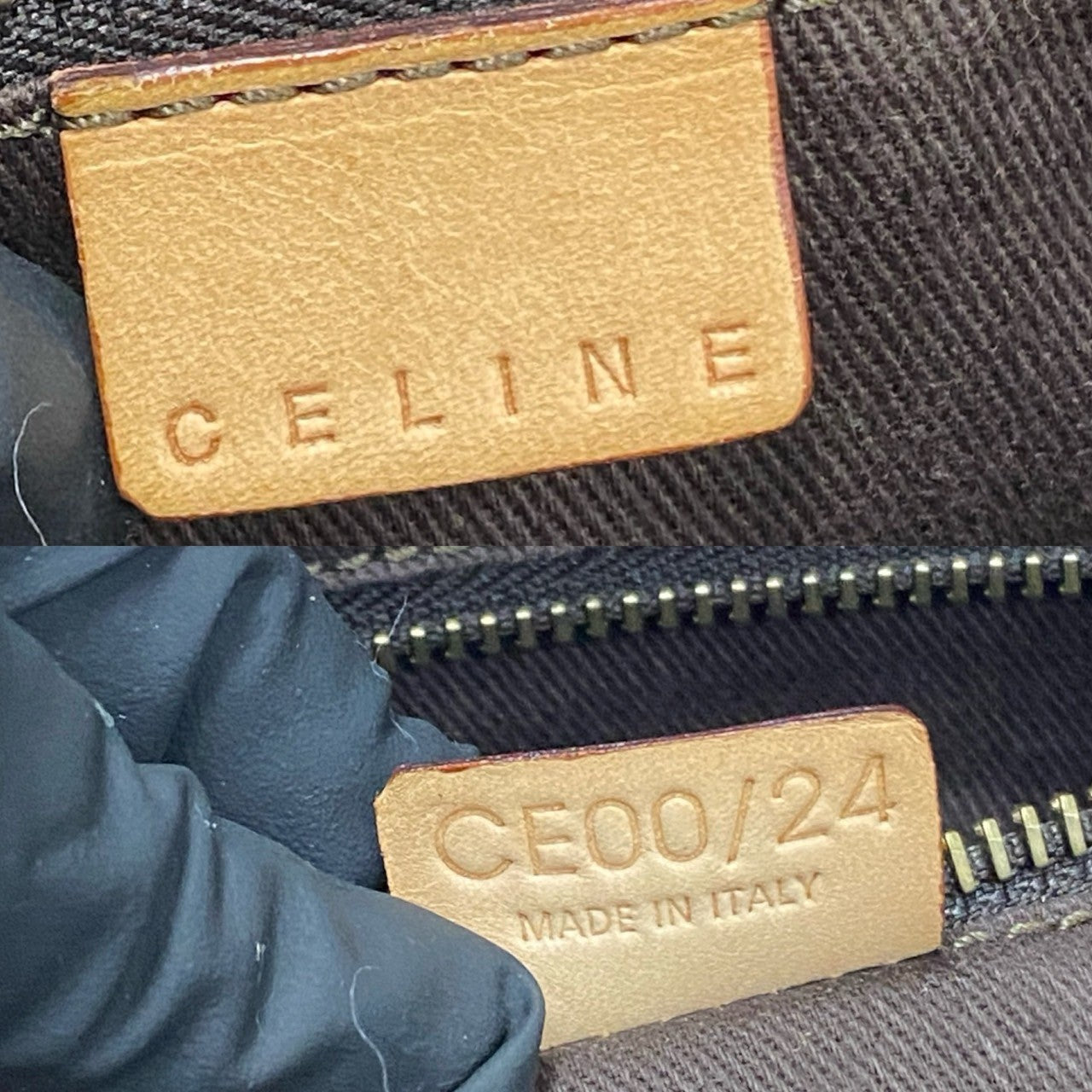CELINE Tote Bag Leather, PVC Brown Macadam Brazon Women Used Authentic