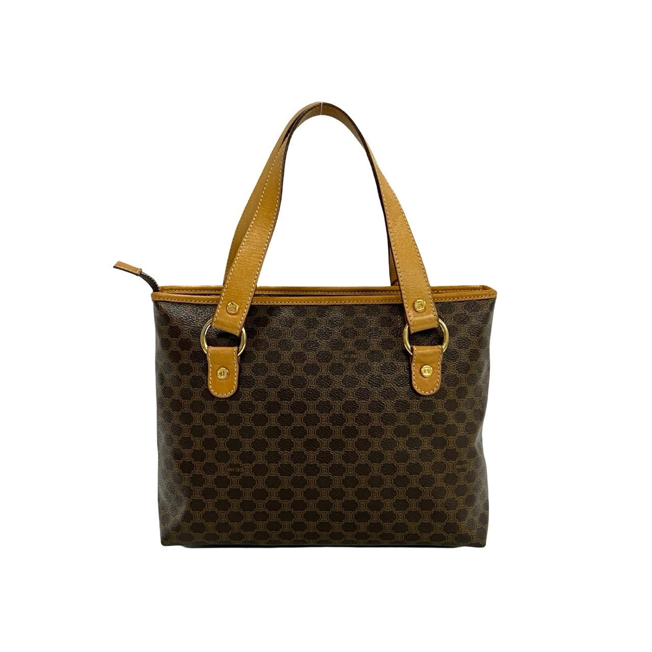 CELINE Tote Bag Leather, PVC Brown Macadam Brazon Women Used Authentic