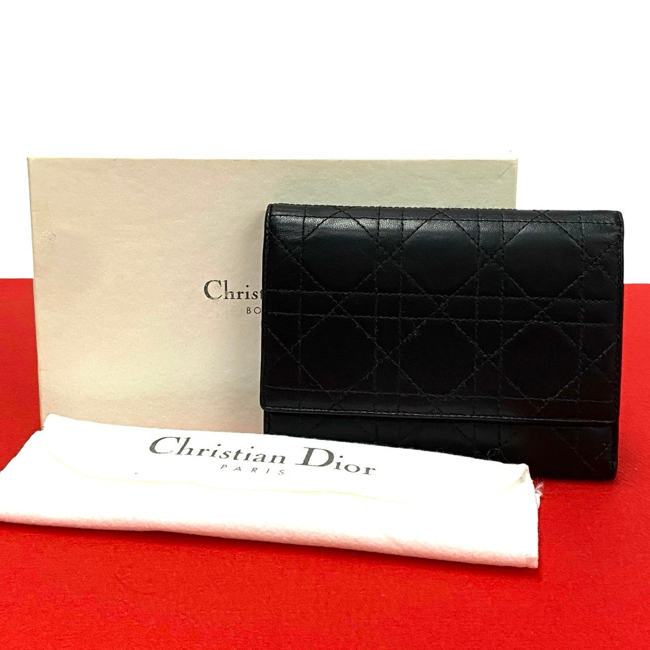 Dior Tri-fold wallet leather black