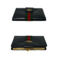 GUCCI Bifold Wallet leather black logo Metal Sherry line Women Used Authentic
