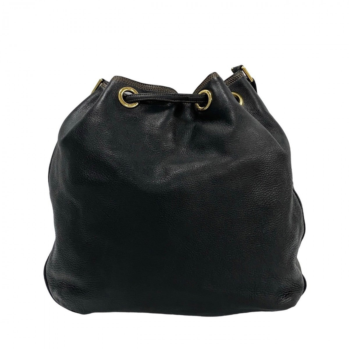 LOEWE Shoulder Bag leather black Anagram logo Women Used Authentic