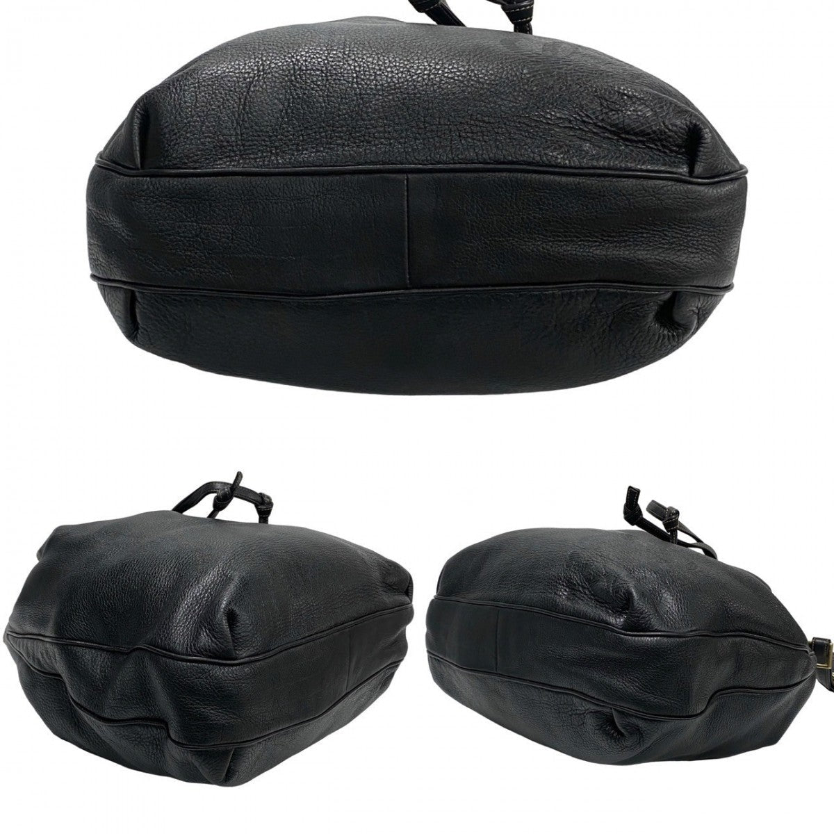 LOEWE Shoulder Bag leather black Anagram logo Women Used Authentic