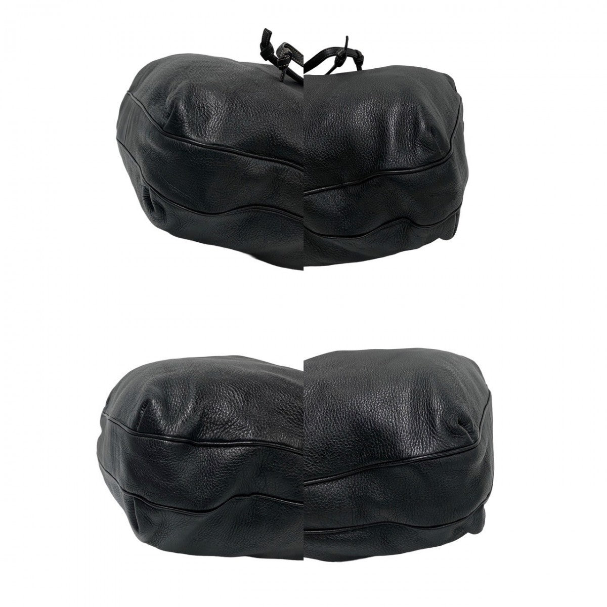 LOEWE Shoulder Bag leather black Anagram logo Women Used Authentic