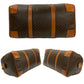 CELINE Boston Duffel bag Leather, PVC Brown Macadam Blason Pattern Women Used Authentic
