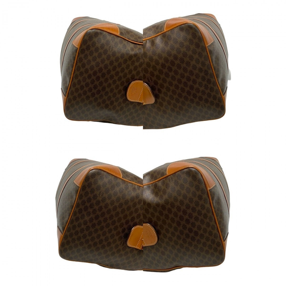 CELINE Boston Duffel bag Leather, PVC Brown Macadam Blason Pattern Women Used Authentic