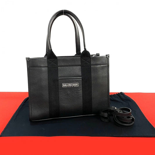 BALENCIAGA Shoulder Bag Leather, Nylon black logo Hardware Tote mens(Unisex) Used Authentic