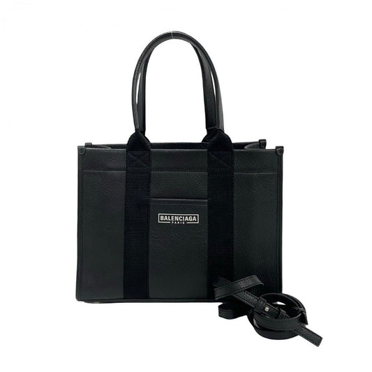 BALENCIAGA Shoulder Bag Leather, Nylon black logo Hardware Tote mens(Unisex) Used Authentic
