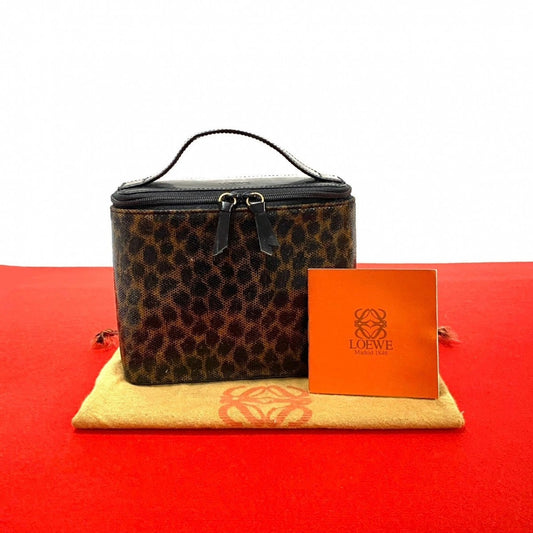 LOEWE Handbag Patent leather, PVC black Leopard Leopard Pattern Women Used Authentic