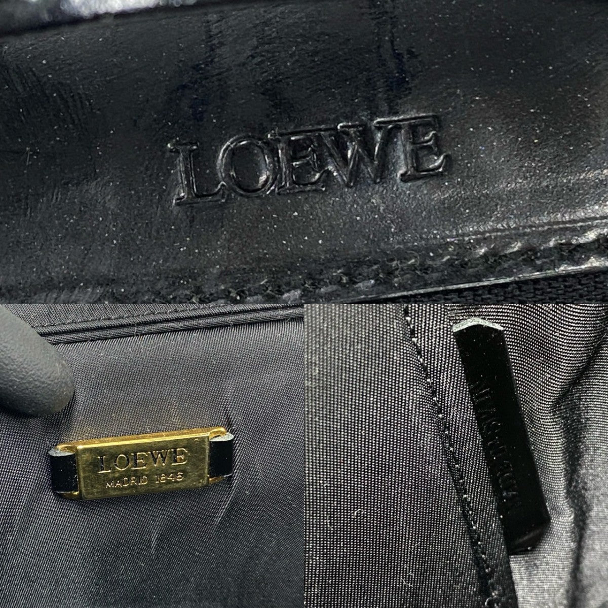 LOEWE Handbag Patent leather, PVC black Leopard Leopard Pattern Women Used Authentic
