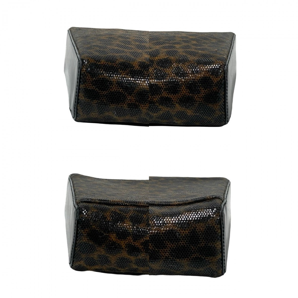 LOEWE Handbag Patent leather, PVC black Leopard Leopard Pattern Women Used Authentic