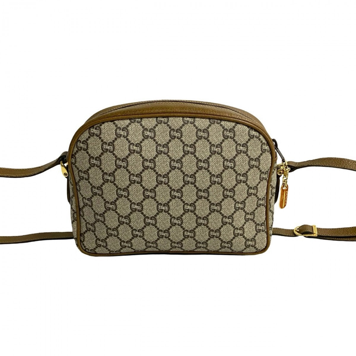 GUCCI Shoulder Bag Leather, PVC Brown Gucci Plus logo Metal Old Gucci Women Used Authentic