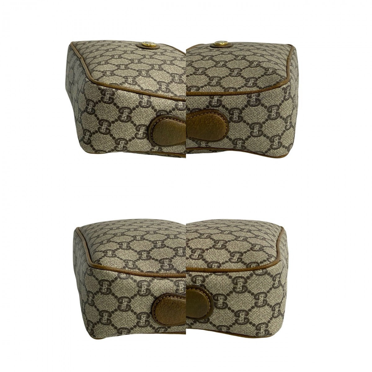 GUCCI Shoulder Bag Leather, PVC Brown Gucci Plus logo Metal Old Gucci Women Used Authentic