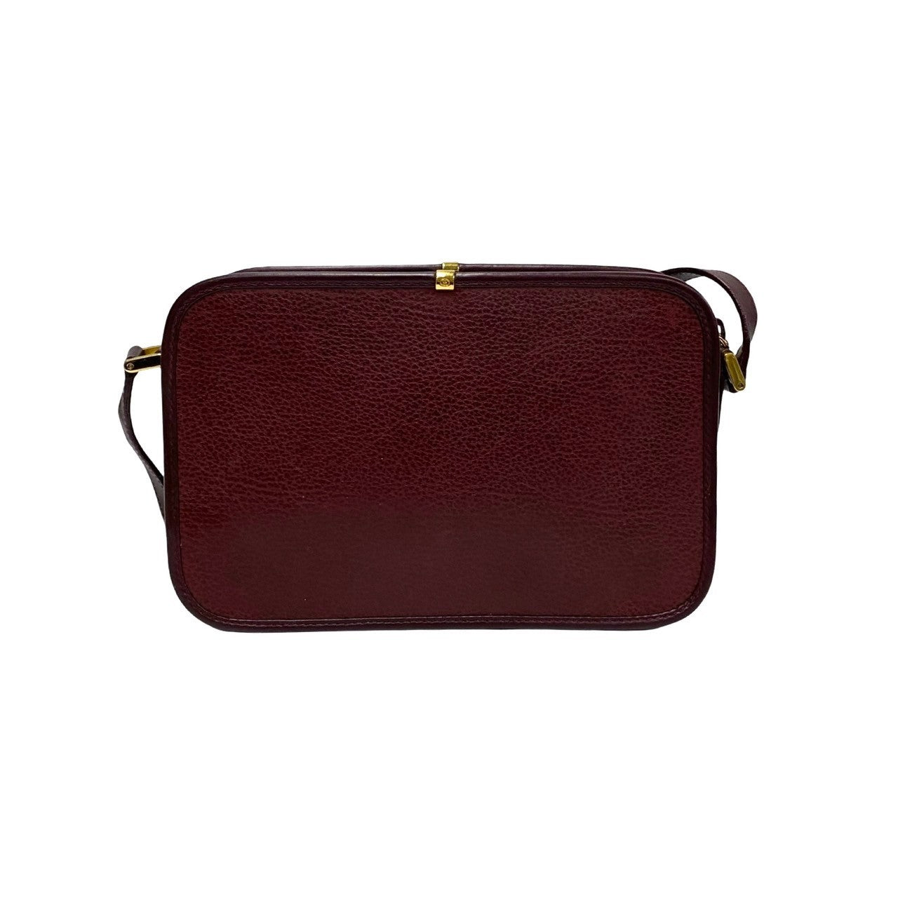 GUCCI Shoulder Bag leather wine-red GG logo Metal Women Used Authentic