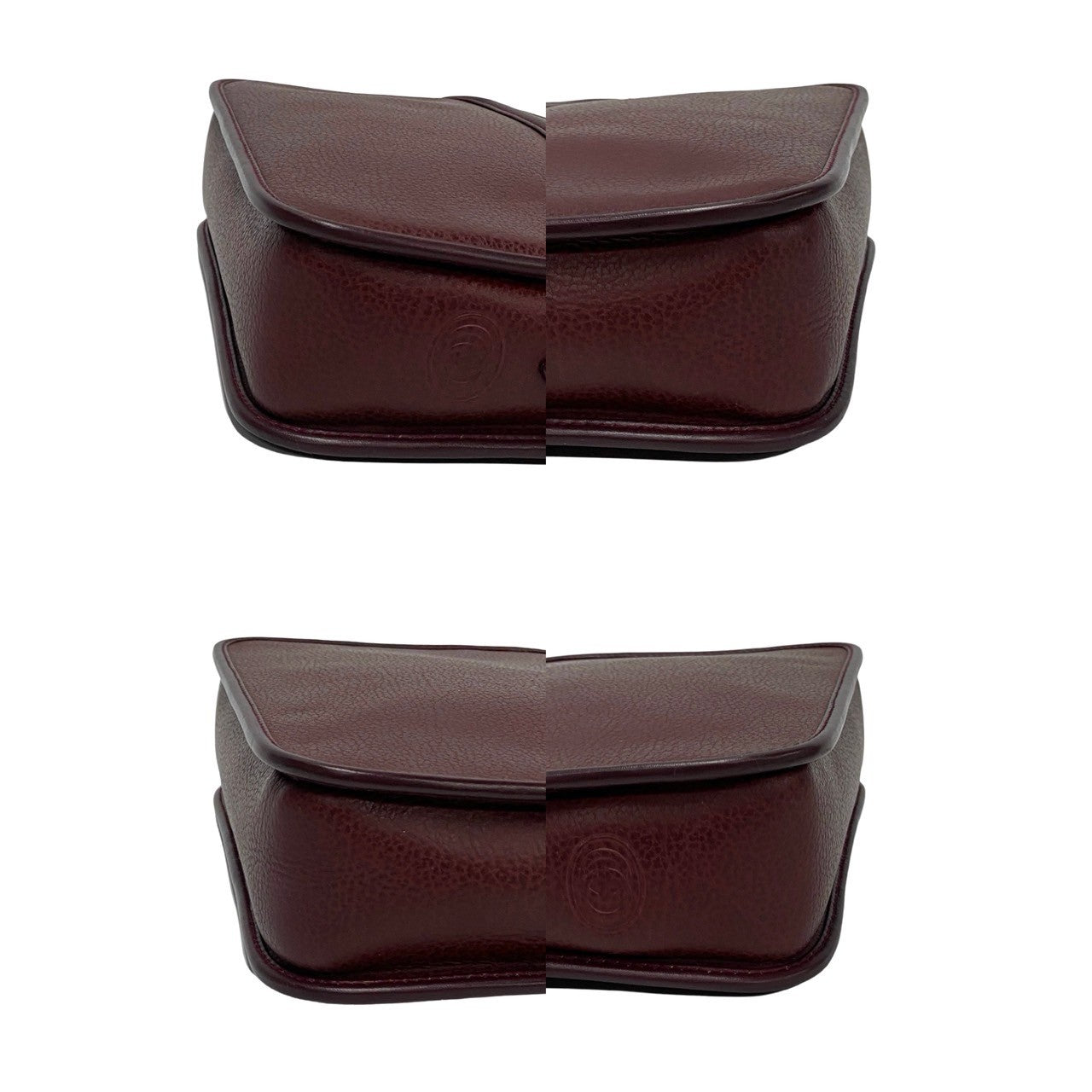 GUCCI Shoulder Bag leather wine-red GG logo Metal Women Used Authentic