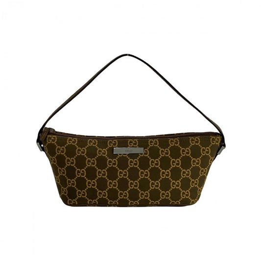 GUCCI Handbag Canvas, Leather Brown GG logo Women Used Authentic