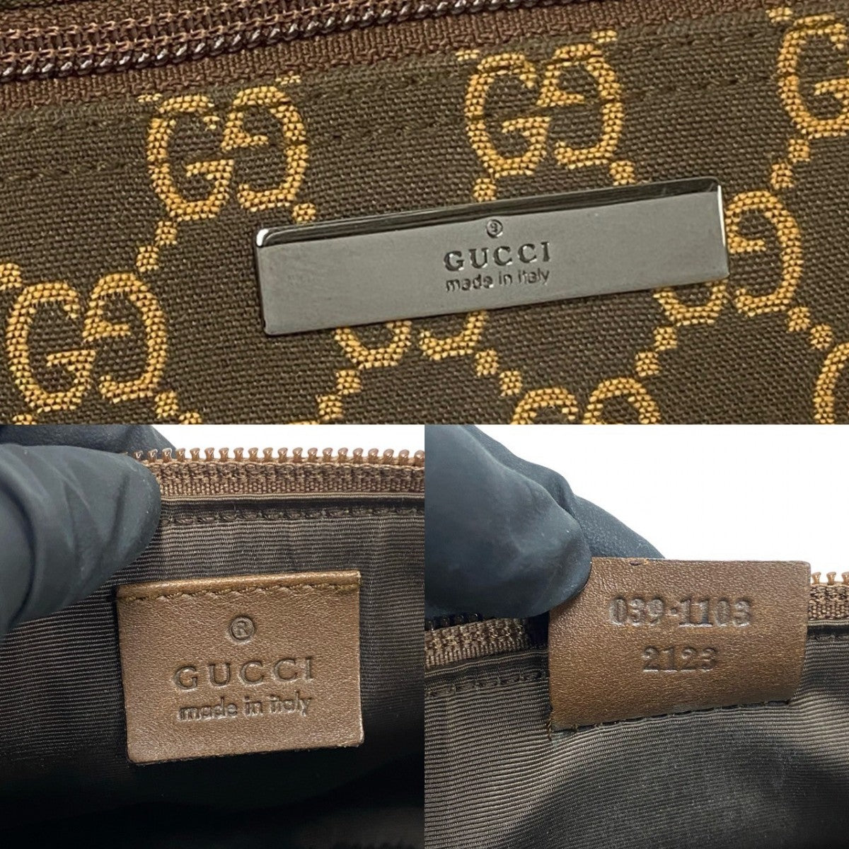 GUCCI Handbag Canvas, Leather Brown GG logo Women Used Authentic