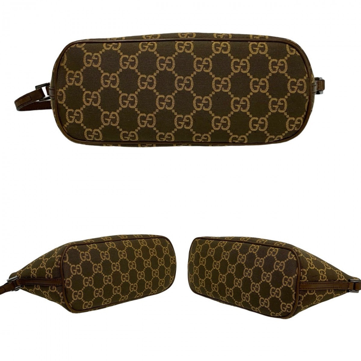 GUCCI Handbag Canvas, Leather Brown GG logo Women Used Authentic