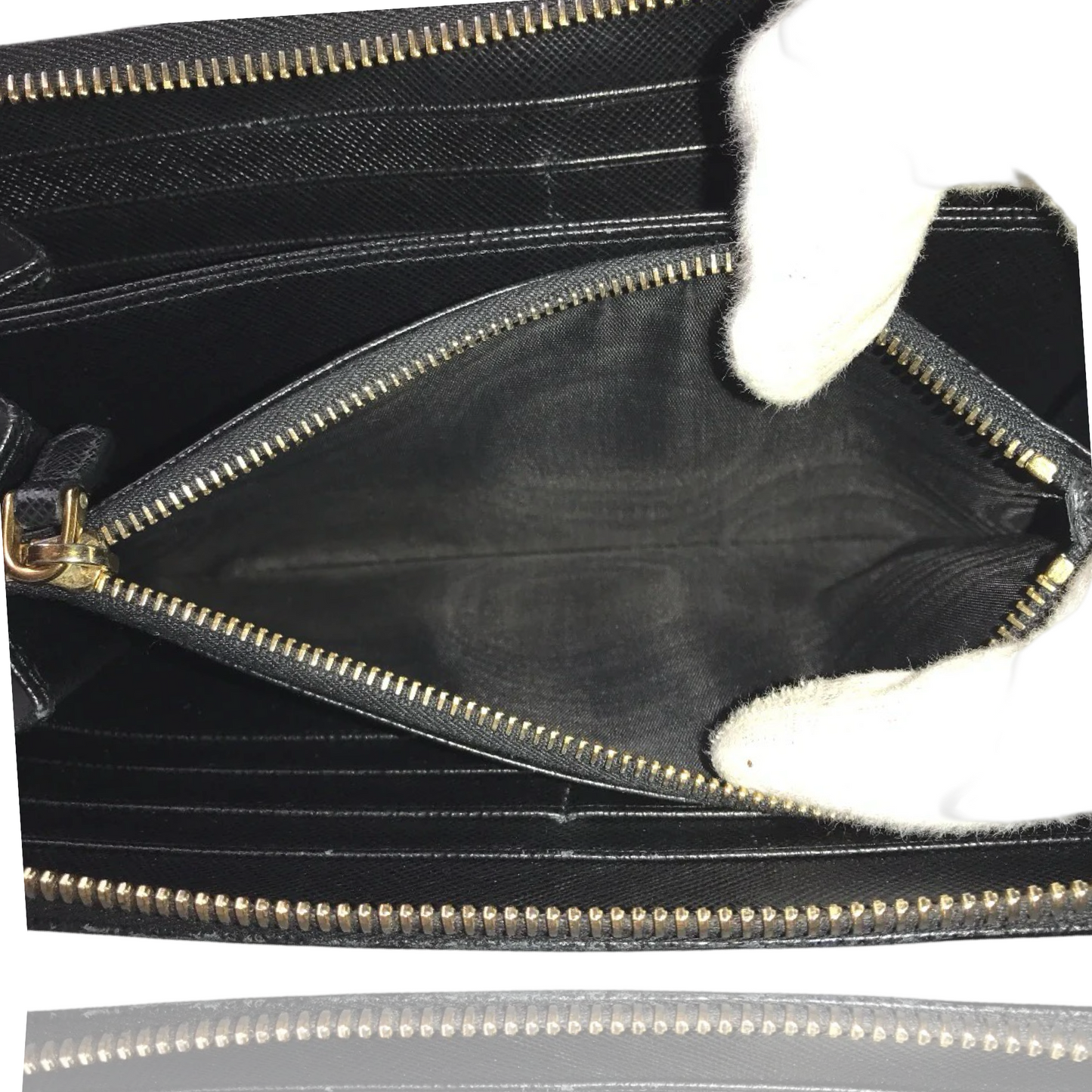 PRADA SAFFIANO ROUND ZIP LONG WALLET GOLD