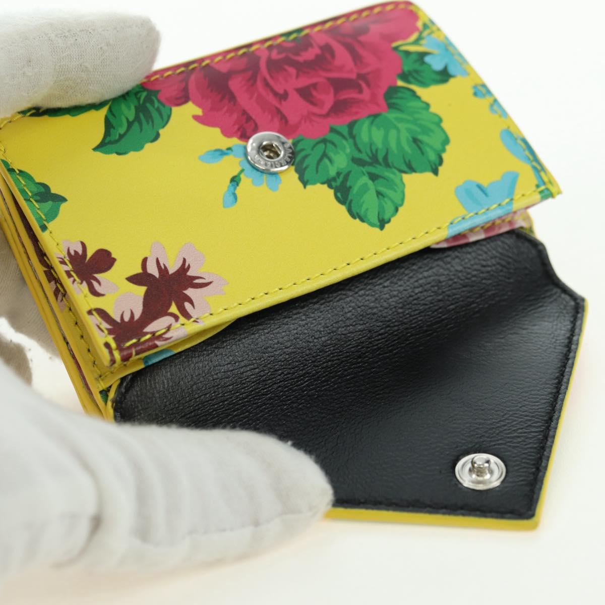 BALENCIAGA Mini Wallet Trifold Leather Yellow Silver