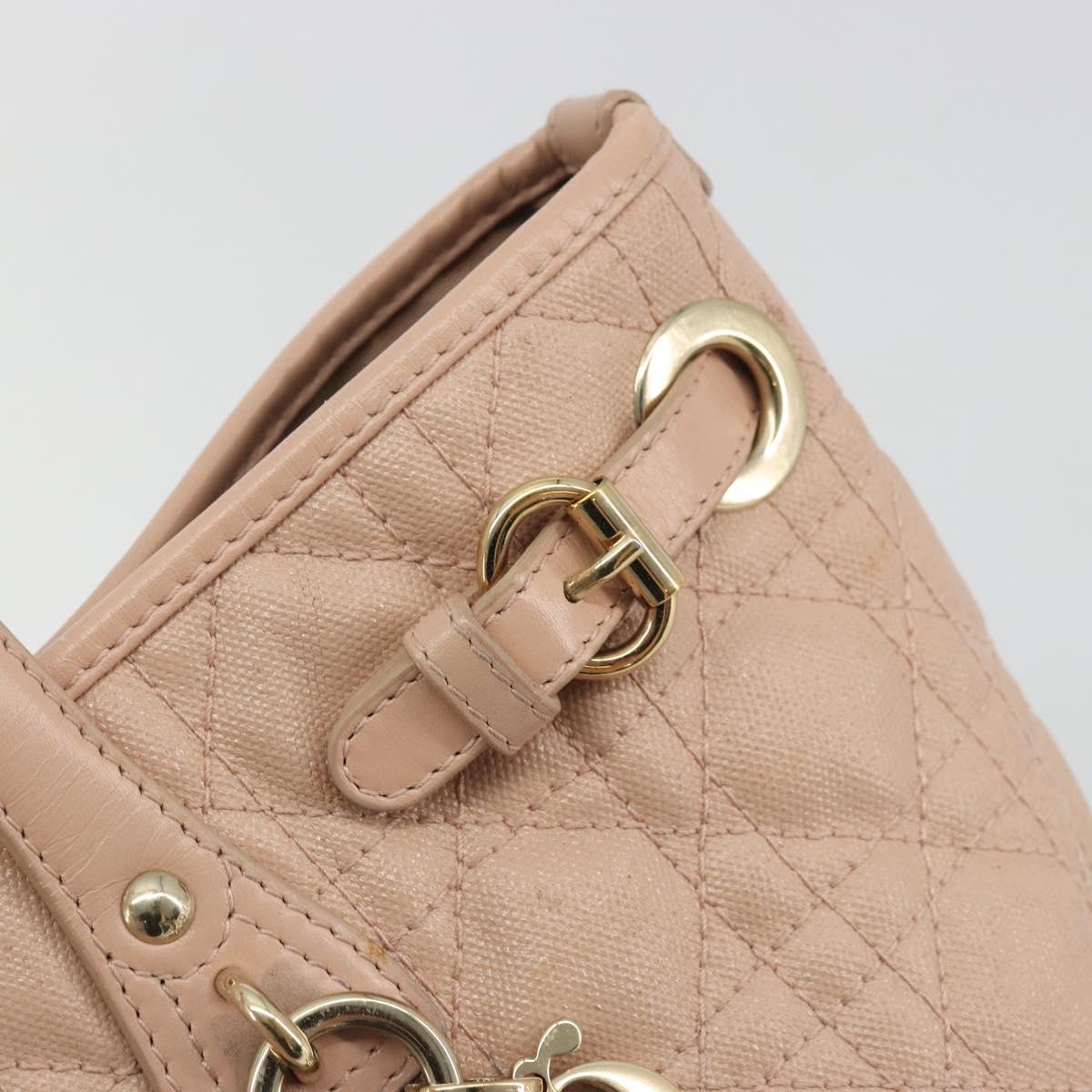 Christian Dior Cannage Panarea Hand Bag Coated Canvas Pink