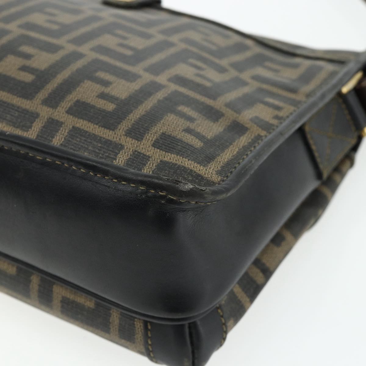 FENDI Zucca Canvas Shoulder Bag Black Brown