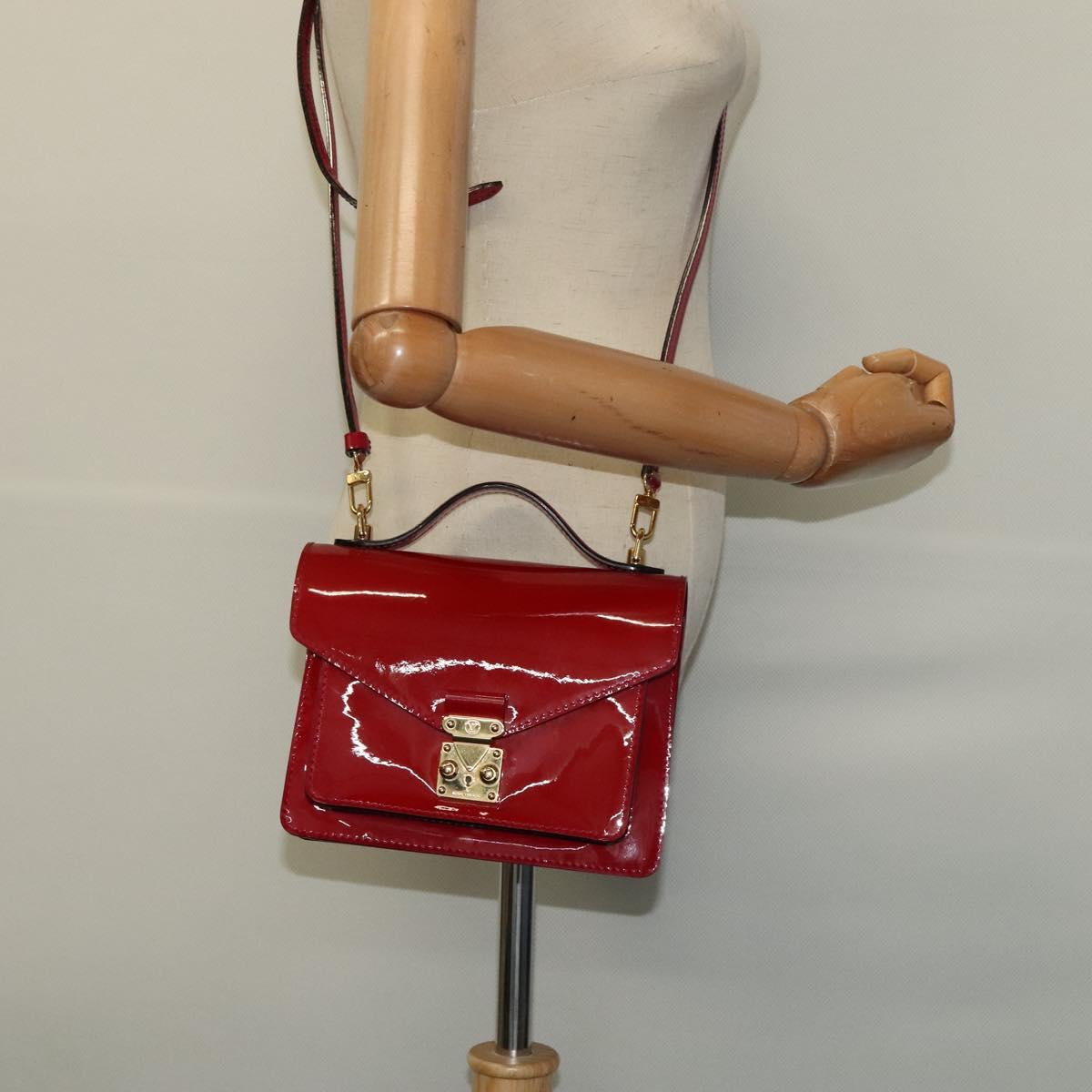 LOUIS VUITTON Vernis Monceau BB Two Way Hand Bag Rose Andian