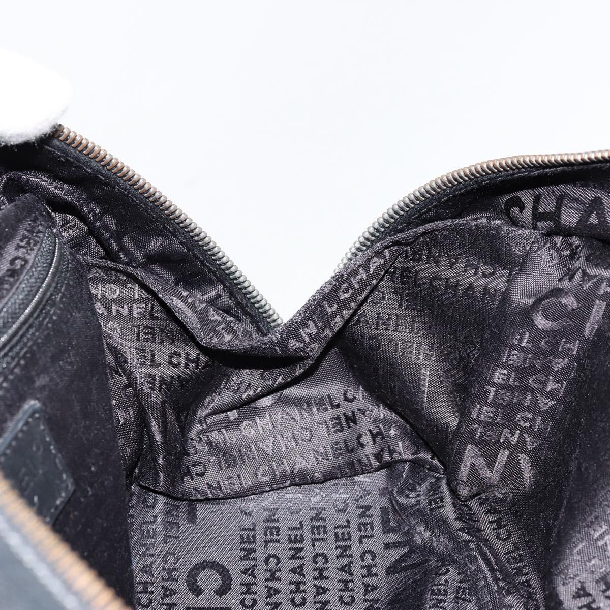 CHANEL Handbag Caviar Skin Black Silver CC